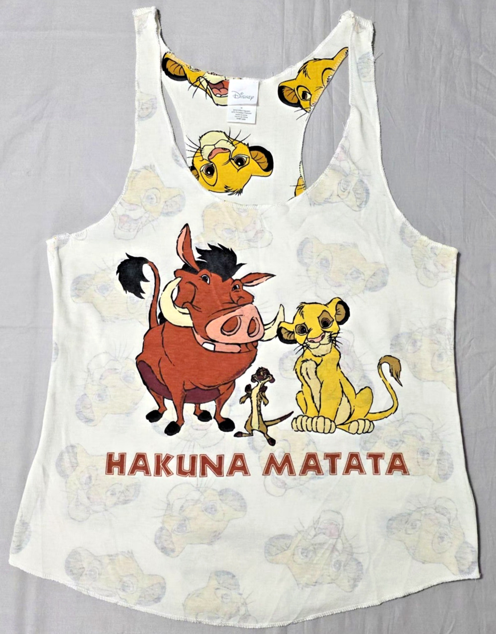 Disney The Lion King Simba Pumbaa Timon Reversible Tank Top Hakuna Matata Size M